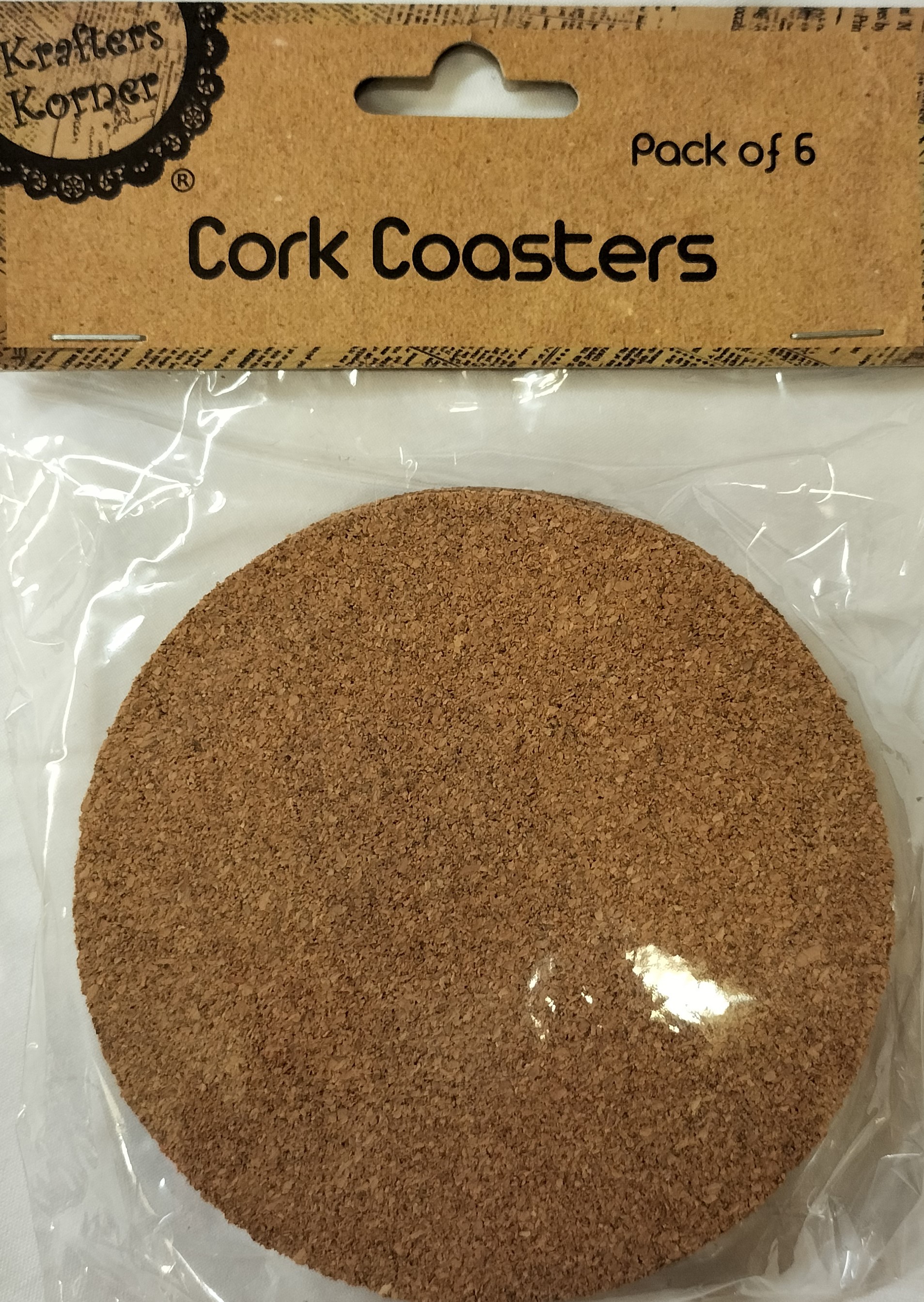 Cork Drink Coasters 10cm dia x 3mm Pk6